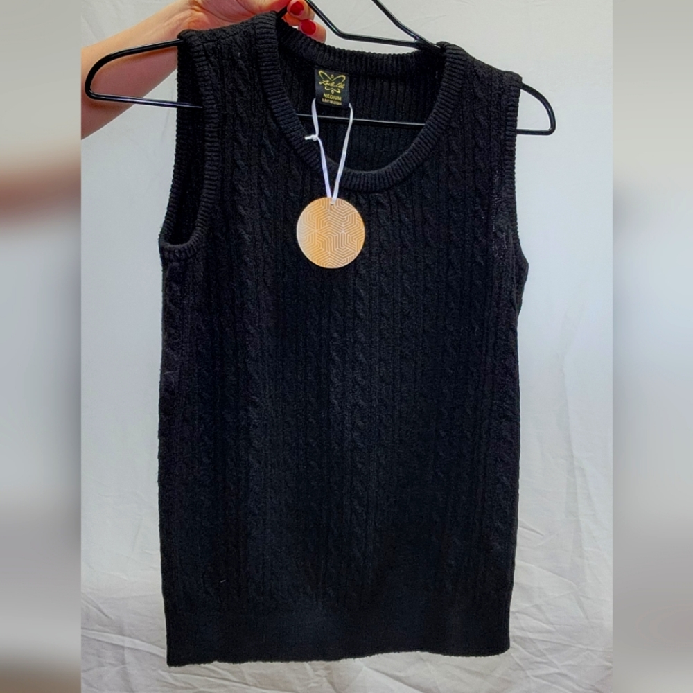 Black Loose Knit Sweater Tank Top